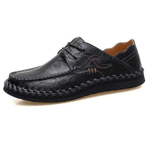 Men Large Size Hand Stitching British Style Casual Shoes