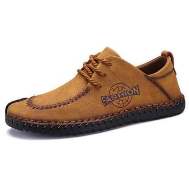 Men British Style Hand Stitching Cow Leather Casual Shoes