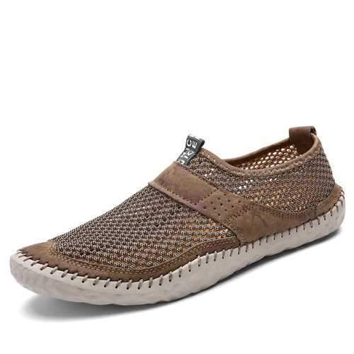 Men Breathable Mesh Hand Stitching Non-slip Casual Shoes