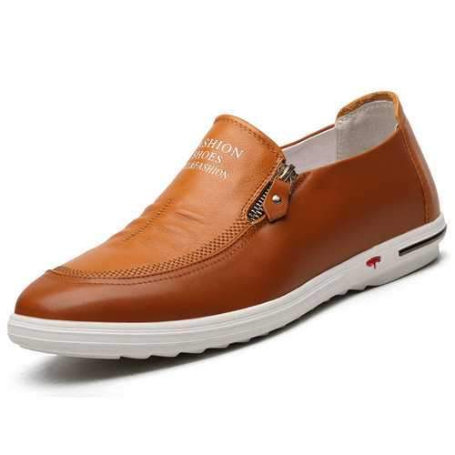 Men Side Zipper Soft Slip Ons