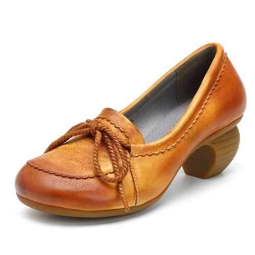 SOCOFY Handmade Spray Color Leather Pumps