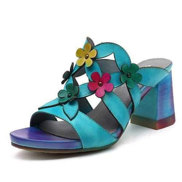 SOCOFY Floral Leather Sandals