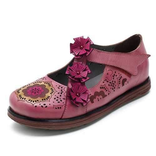 SOCOFY Orchis Soft Flat Leather Shoes