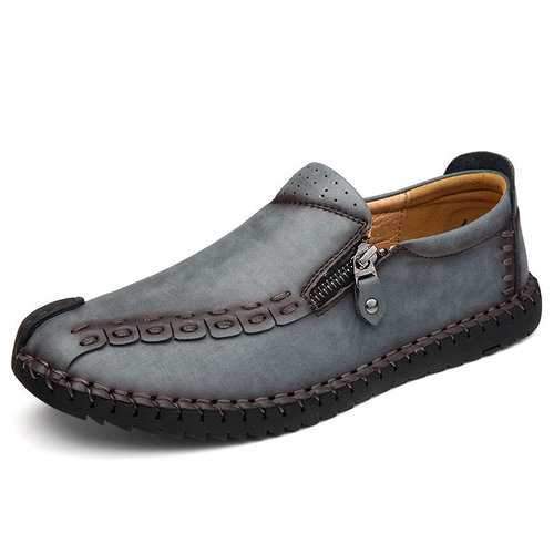 Men Hand Stitching Leather Loafers