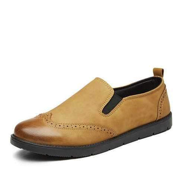 Men Carved Leather Casual Loafers