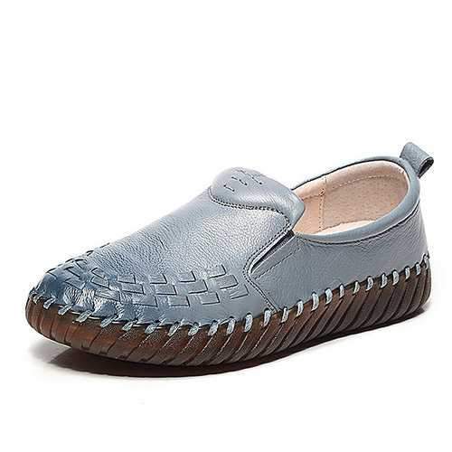 Soft Leather Stitching Flat Shoes