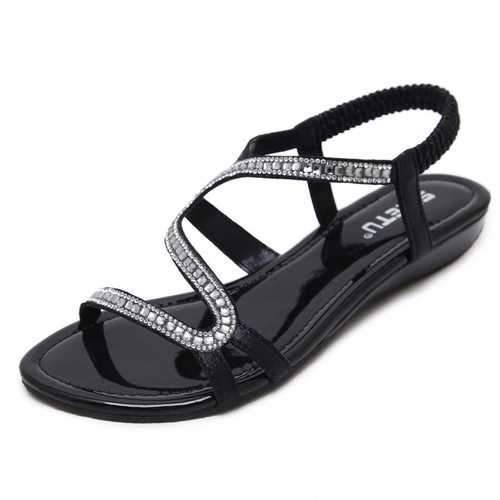 Sequined Elastic Band Elegant Sandals