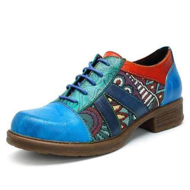 SOCOFY Casual Jacquard Flat Leather Shoes