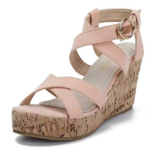 Solid Color Lady Wedge Sandals