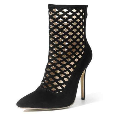 Hollow Out Net Stiletto Pumps
