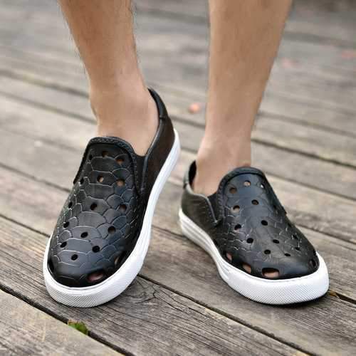 Men Breathable Hollow Out Slip On Casual Shoes