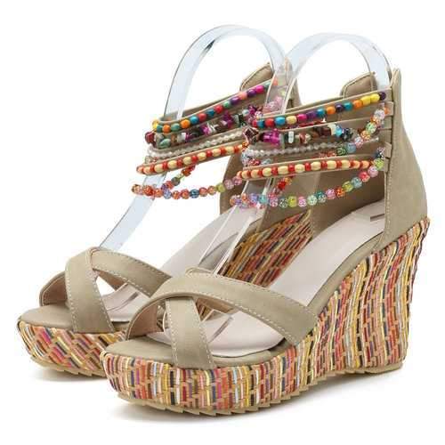 Plus Size Peep Toe Wedge Sandals