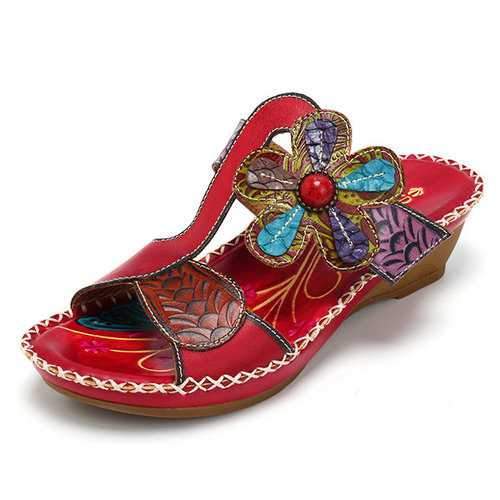 SOCOFY Bohemian Adjustable Genuine Leather Sandals