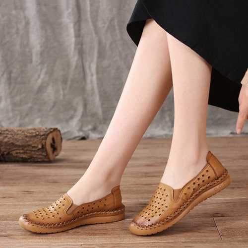 Hollow Out Leather Wearable Casual Shoes