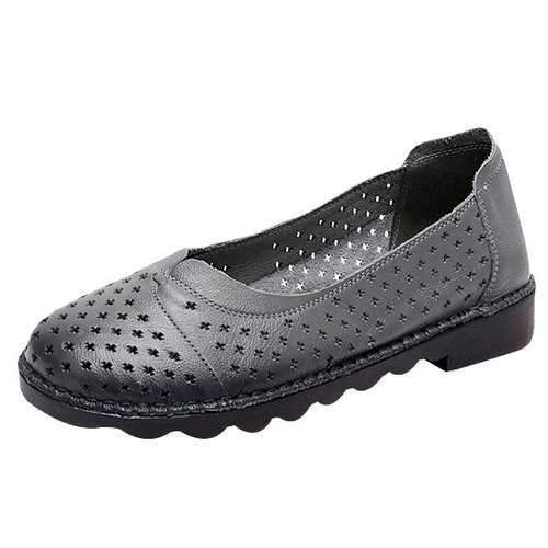 Hollow Leather Lazy Loafers