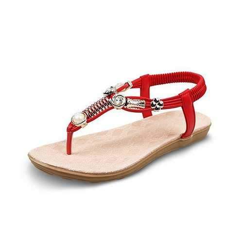 Beaded Rhinestone Boheimian Flat Sandals