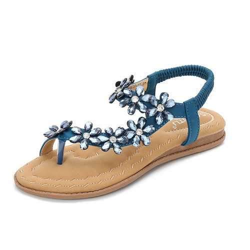 Rhinestone Clip Toe Bohemia Sandals