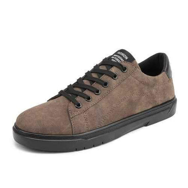 Men Leather Low-top Slip Resistant Lace Up Casual Shoes