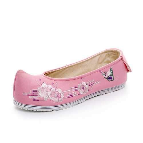 Flower Print Canvas Flat Shoes