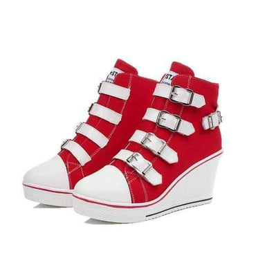 Wedge Heel Buckle Canvas Shoes