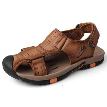 Men Cow Leather Anti-collision Toe Breathable Sole Sandals