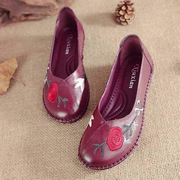 Leather Embroidered Vintage Loafers