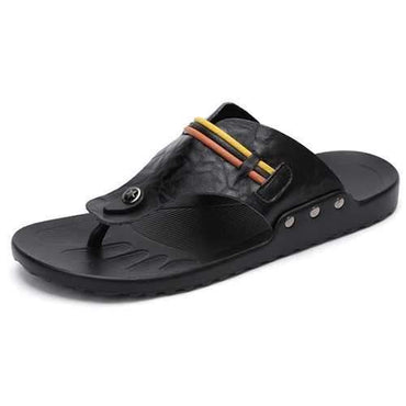 Men Cow Leather Clip Toe Casual Slippers