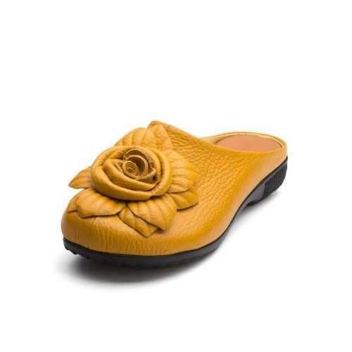 SOCOFY Soft Flat Leather Sandals