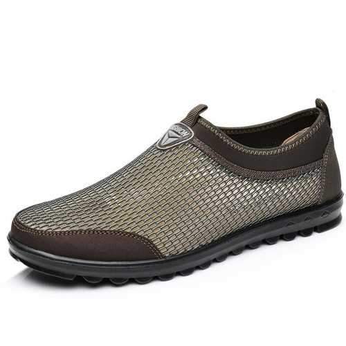 Men Portable Elastic Slip On Mesh Breathable Shoes