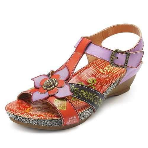 SOCOFY Bohemian Adjustable Leather Sandals