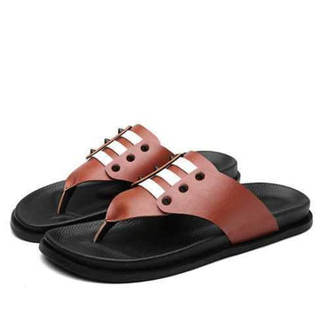 Men Leather Casual Beach Slippers