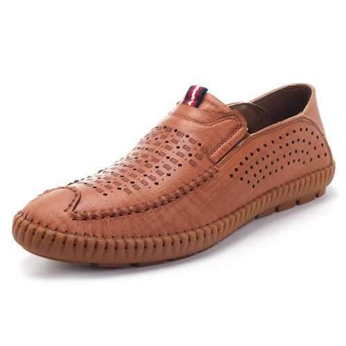 Men Hand Stitching Microfiber Fabric Shoes