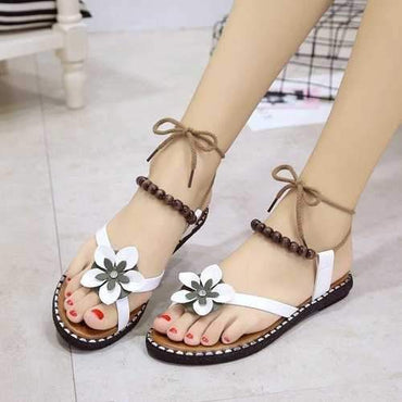 Bohemia Flower Lace Up Sandals