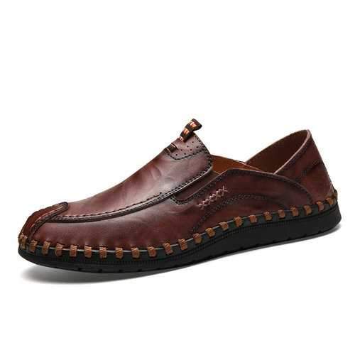 Men Hand Stitching Cap Toe Leather Shoes