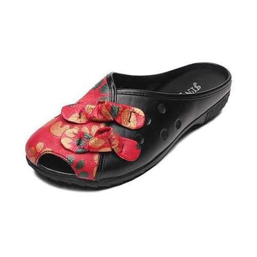 Large Size Floral Backless Loafers