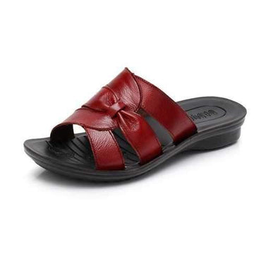 Leather Hollow Out Flat Sandals