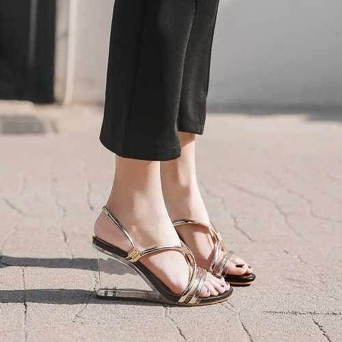 Crystal Transparent Wedge Sandals