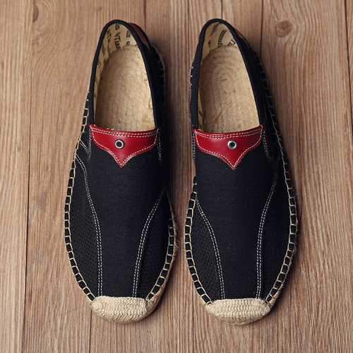 Men Linen Color Blocking Espadrilles