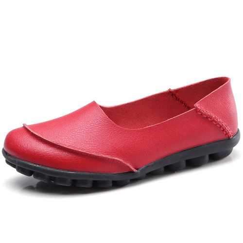 Large Size Cow Leather Soft Flats