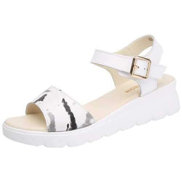 Pattern Leather Solid Buckle Sandals