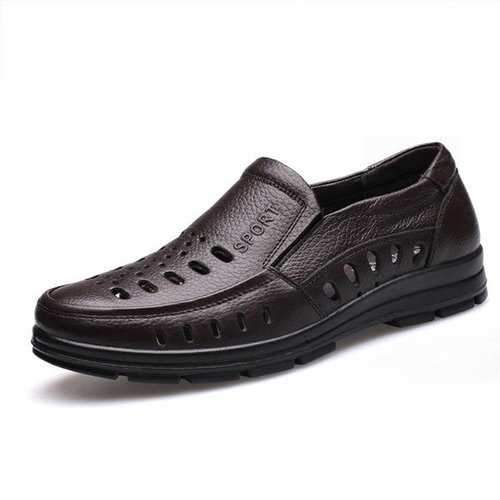 Men Hole Brethable Soft Leather Shoes