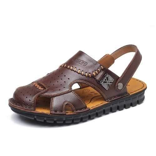 Men Stitching Water Friednly Leather Sandals