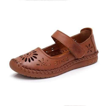 Hollow Stitching Hook Loop Loafers