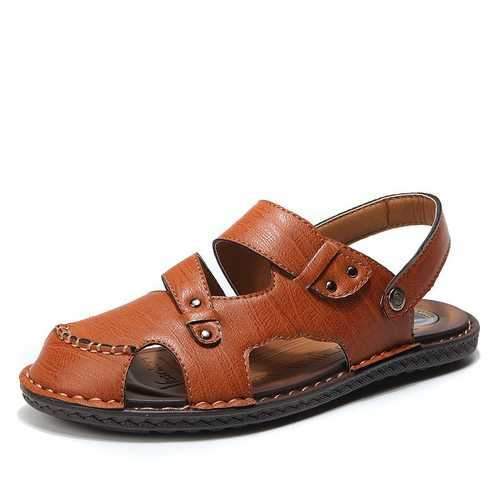 Men Closed Toe Leather Sandals