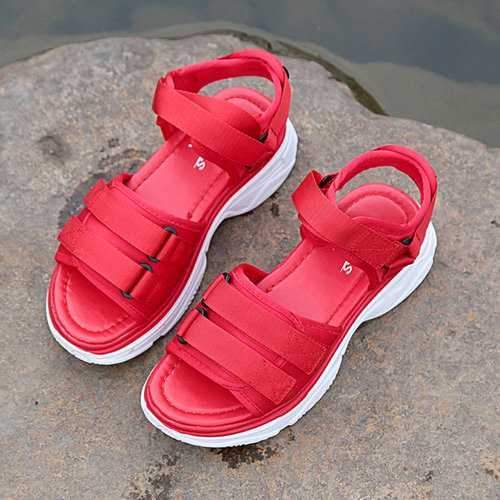 Hook Loop Platform Opened Toe Casual Sandals