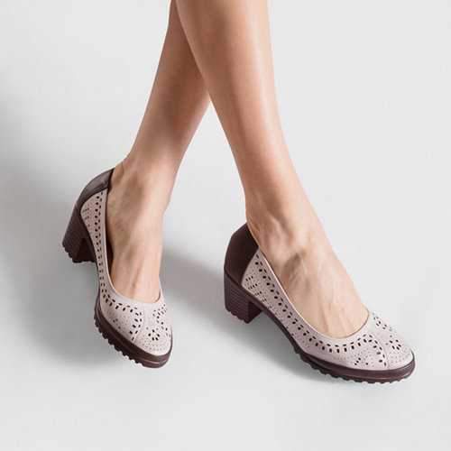 Hollow Out Color Match Casual Pumps