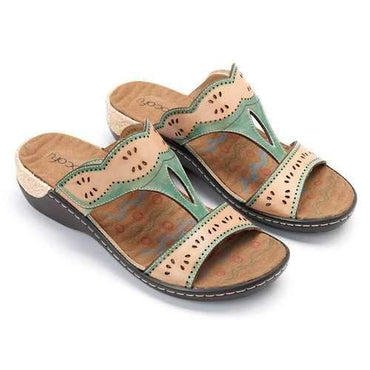 SOCOFY Casual Adjustable Soft Flat Leather Sandals