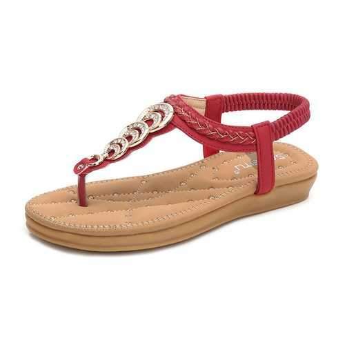 Metal Woven Clip Toe Sandals