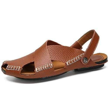 Men Genuine Leather Stitching Sandals