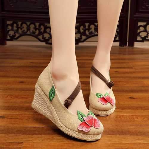 Espadrille Flower Wedge Heel Shoes